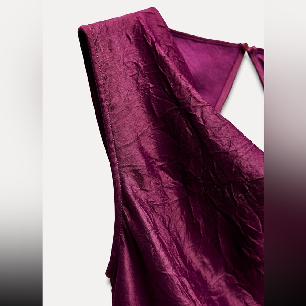 NWT Zara Satin Effect Open Back Dress - Picture 7 of 13